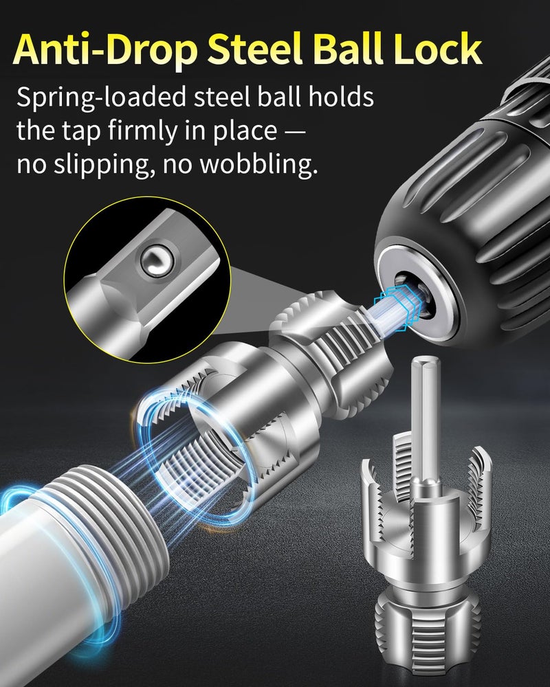 LINGIGAOUT 3PCS Internal & External Pipe Threading Tool Set, 1/2'' 3/4'' 1'' PVC Plastic Pipe Threader Kit, Drill Compatible Threading Tool for Plumbing Projects and Home Repairs - Image 5