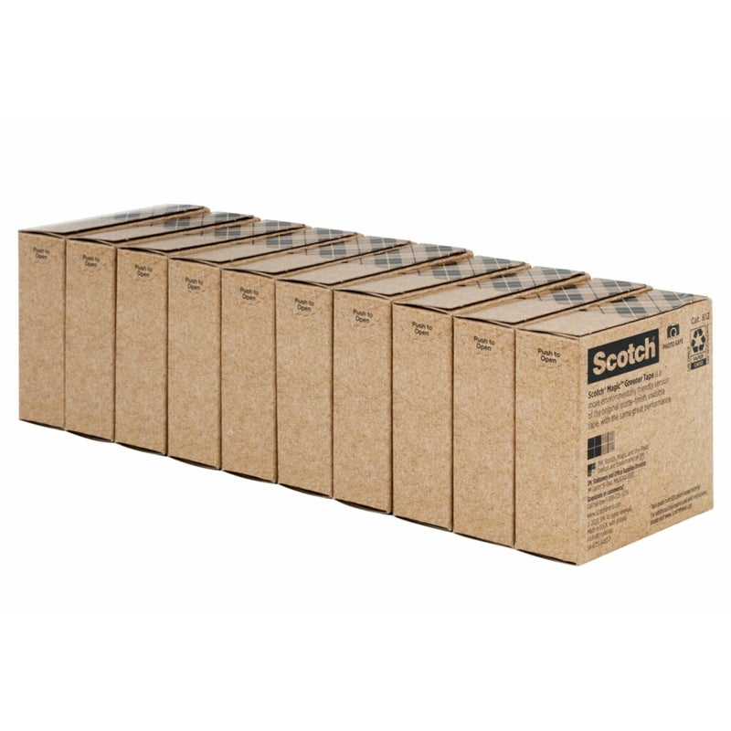 Scotch Magic Greener Tape, 10 Rolls, Numerous Applications, Invisible, Engineered for Repairing, 3/4 x 900 Inches, Boxed - Image 2
