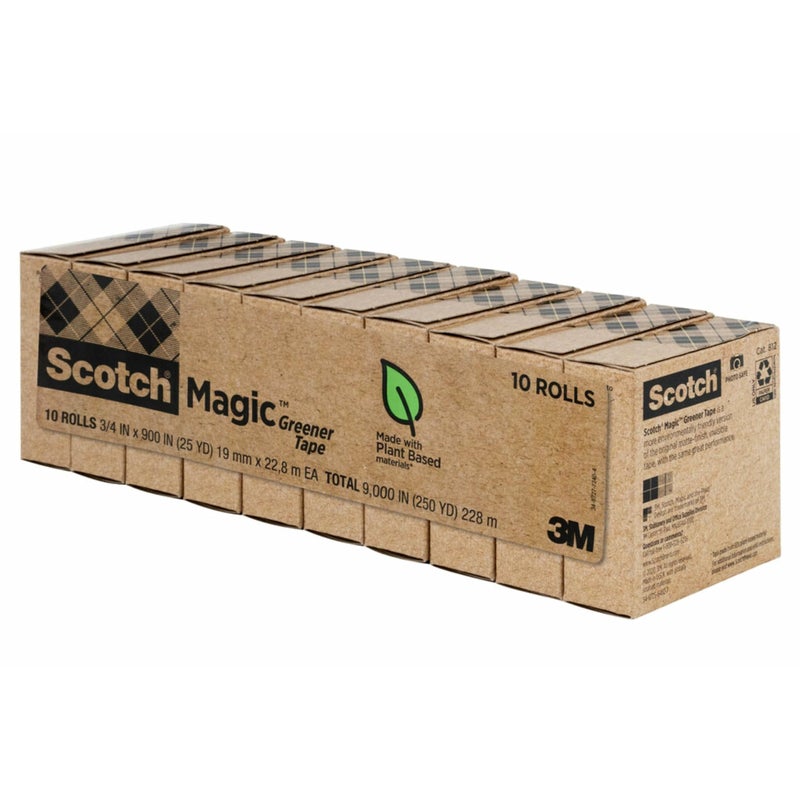 Scotch Magic Greener Tape, 10 Rolls, Numerous Applications, Invisible, Engineered for Repairing, 3/4 x 900 Inches, Boxed - Image 5
