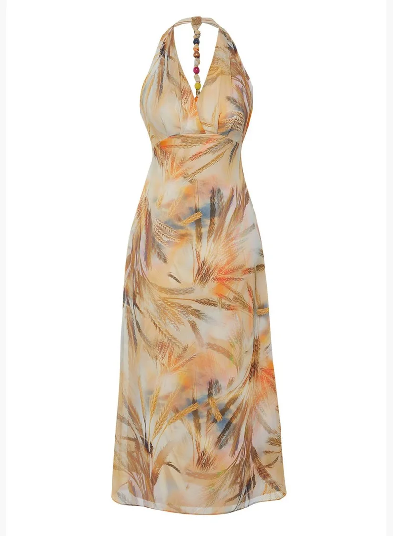 trendyol Abstract Print Halter Dress