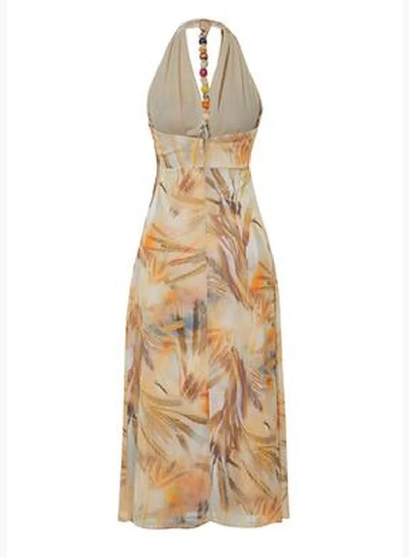 trendyol Abstract Print Halter Dress