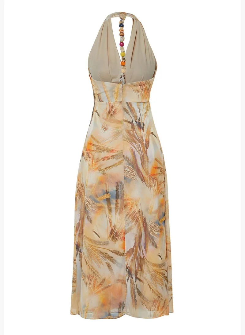 trendyol Abstract Print Halter Dress