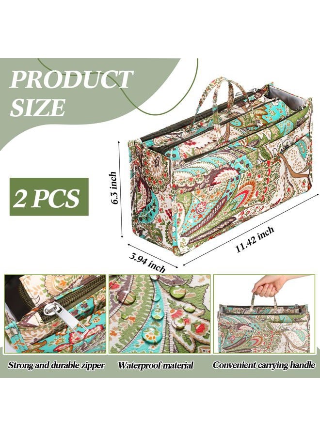 SilTriangle 2 Pcs Printing Handbag Organizers Peacock Flower Purse Tote Organizer Insert Liner Bag with 13 Pockets, High Capacity, for Women Tote, Handbag Organizer - Image 2