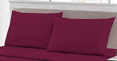 Outlay Home Soft Microfibre 350 TC Double Plain Bedsheet with 2 Pillow Cover,(228 x 242 CM) - Wine - Image 3