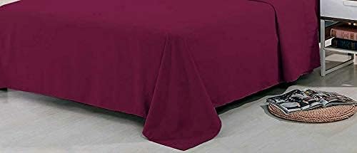 Outlay Home Soft Microfibre 350 TC Double Plain Bedsheet with 2 Pillow Cover,(228 x 242 CM) - Wine - Image 4