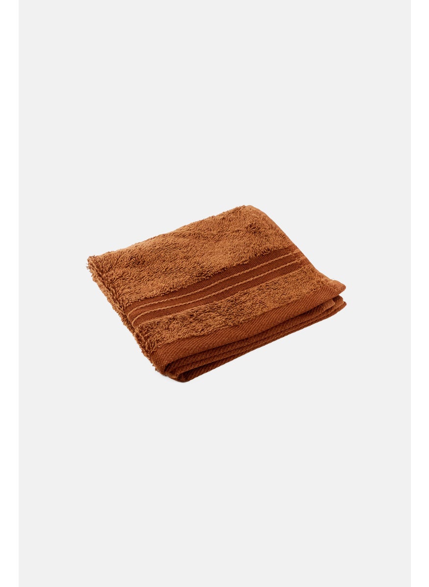 Cotton home Textured Face Towel, Wood Brown  - Image 2