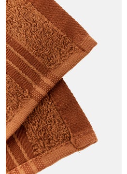 Cotton home Textured Face Towel, Wood Brown  - Image 3