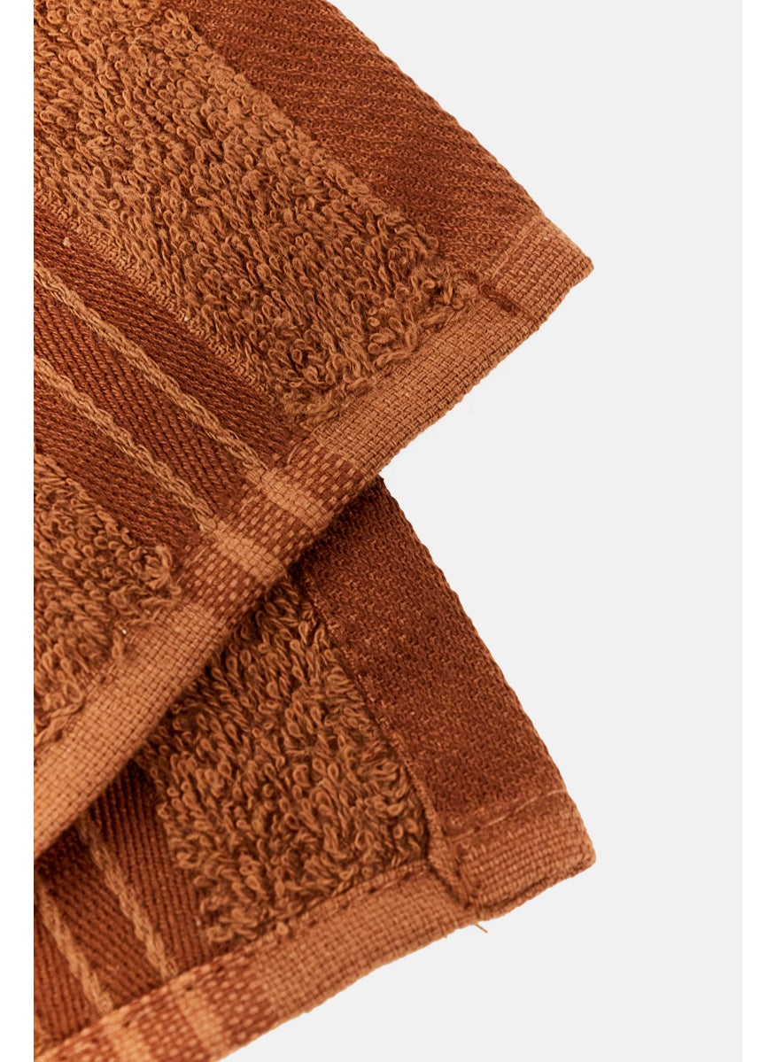 Cotton home Textured Face Towel, Wood Brown  - Image 3