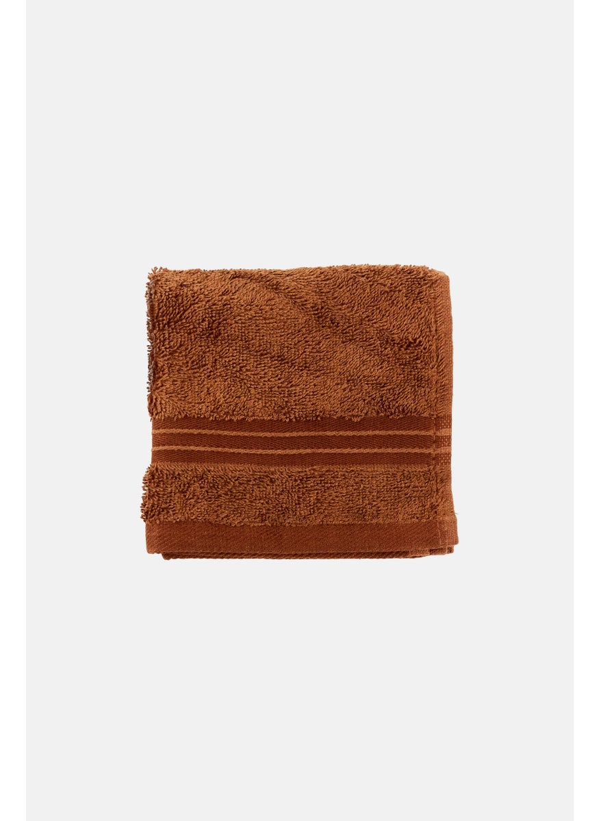 Cotton home Textured Face Towel, Wood Brown  - Image 1