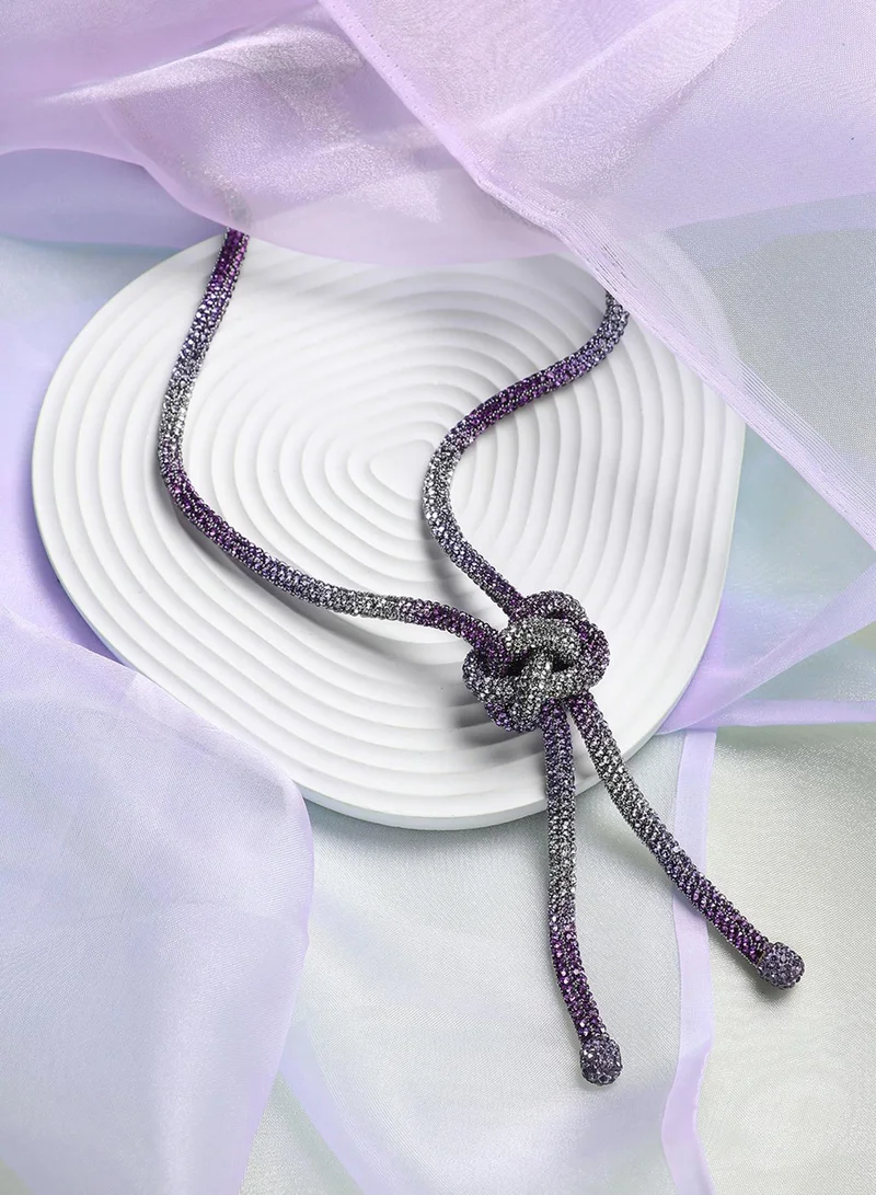 SOHI Jingle Sautoir Crystal & Amerthyst Studded Artificial Necklace Jewellery