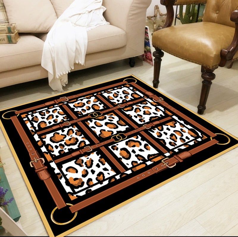 European Style Square Living Room Rug - Full-coverage Sofa Blanket, Washable and Customizable