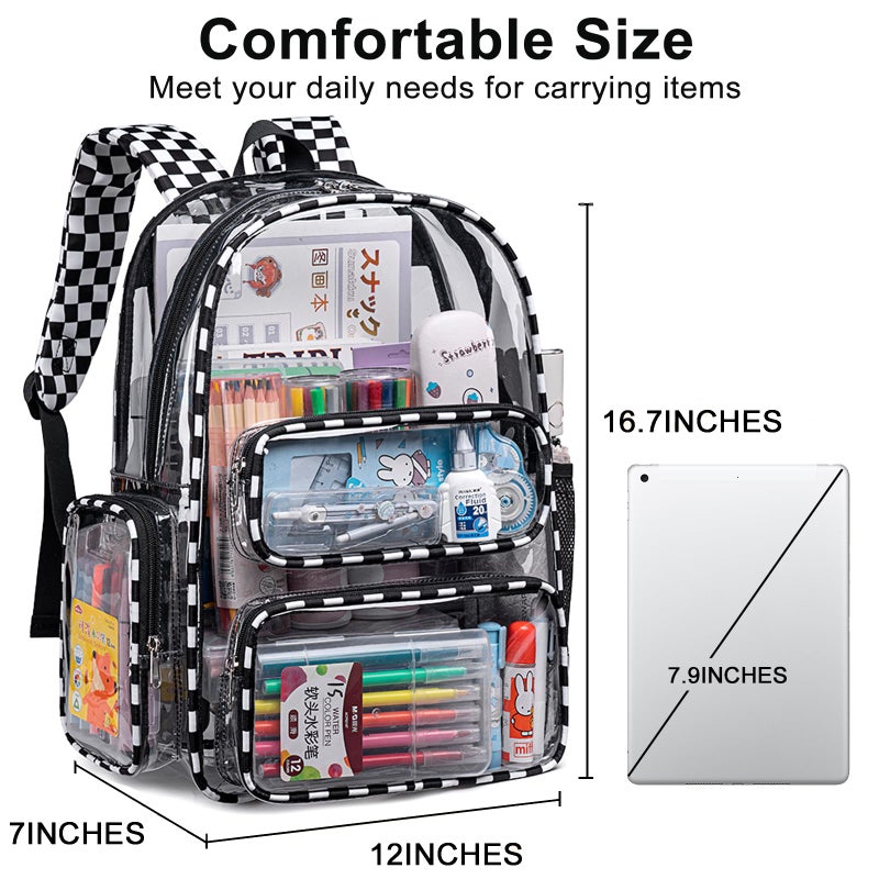 BTOOP Clear Backpack Heavy Duty Transparent Backpack 17" See Through Bookbag for College Work Festival Security with Padded Strap Large Capacity - Image 2