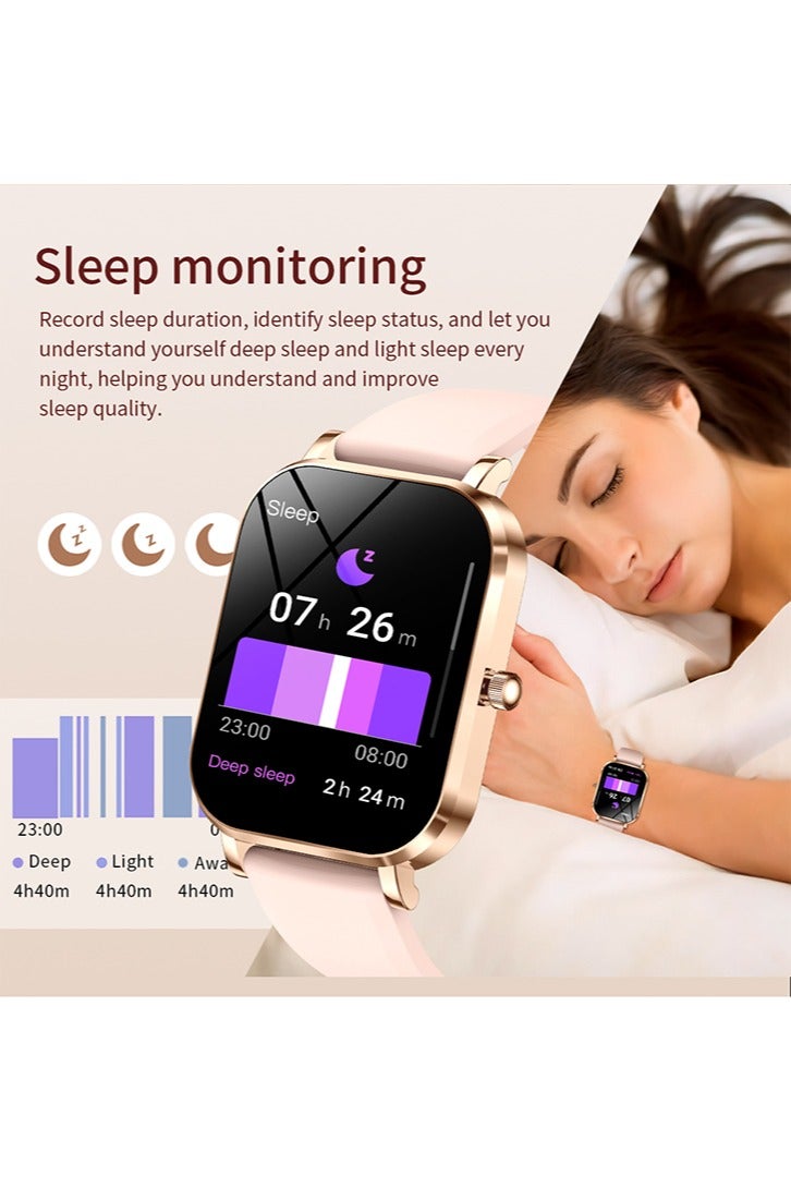 رولستيمي ساعة ذكية نسائية ، شاشة 1.75 بوصة عالية الدقة ، ساعة لياقة بدنية مقاومة للماء من آي بي 68 ، مكالمة بلوتوث (رد / جعل) ، مراقب معدل ضربات القلب / النوم ، متتبعات رياضية ، شريط إم كيه 90 وردي - Image 5