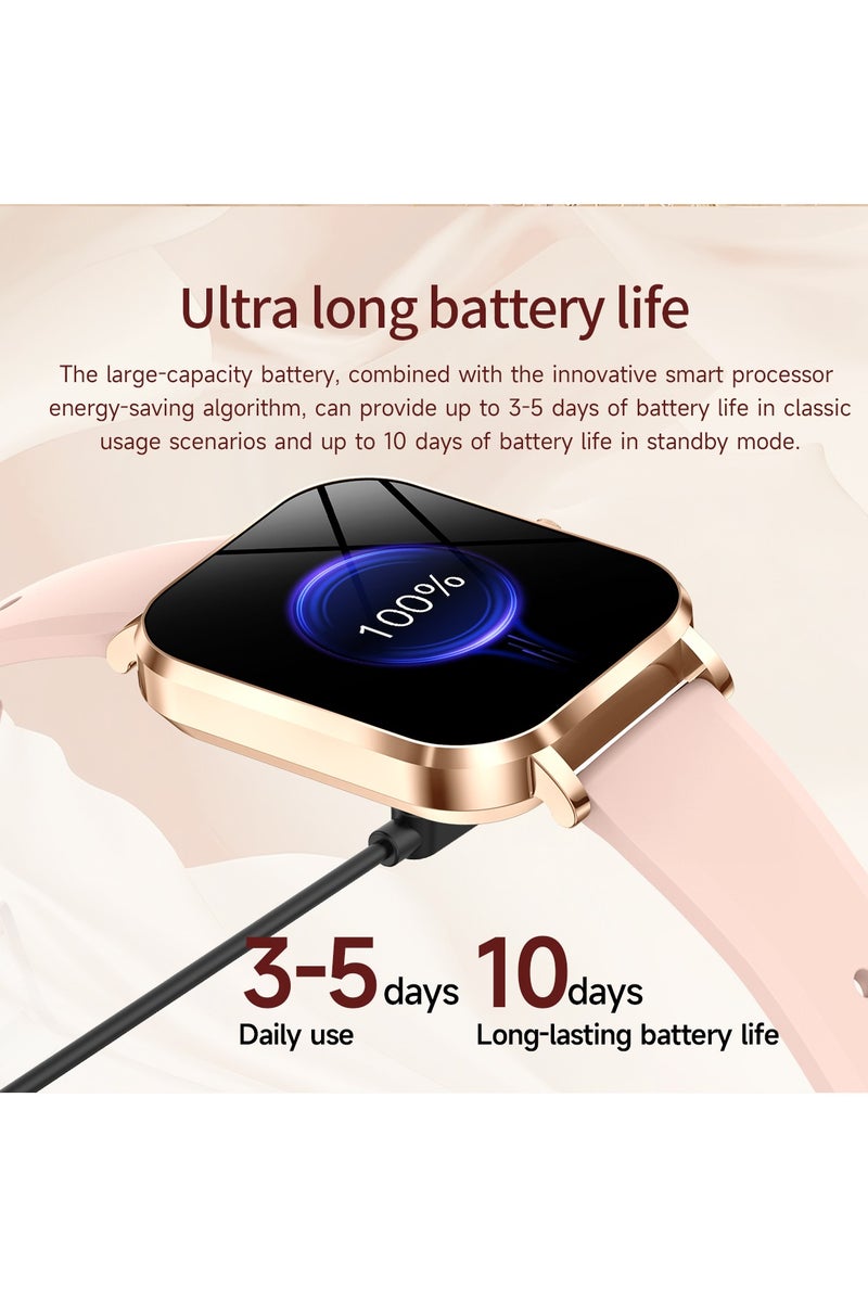 رولستيمي ساعة ذكية نسائية ، شاشة 1.75 بوصة عالية الدقة ، ساعة لياقة بدنية مقاومة للماء من آي بي 68 ، مكالمة بلوتوث (رد / جعل) ، مراقب معدل ضربات القلب / النوم ، متتبعات رياضية ، شريط إم كيه 90 وردي - Image 4