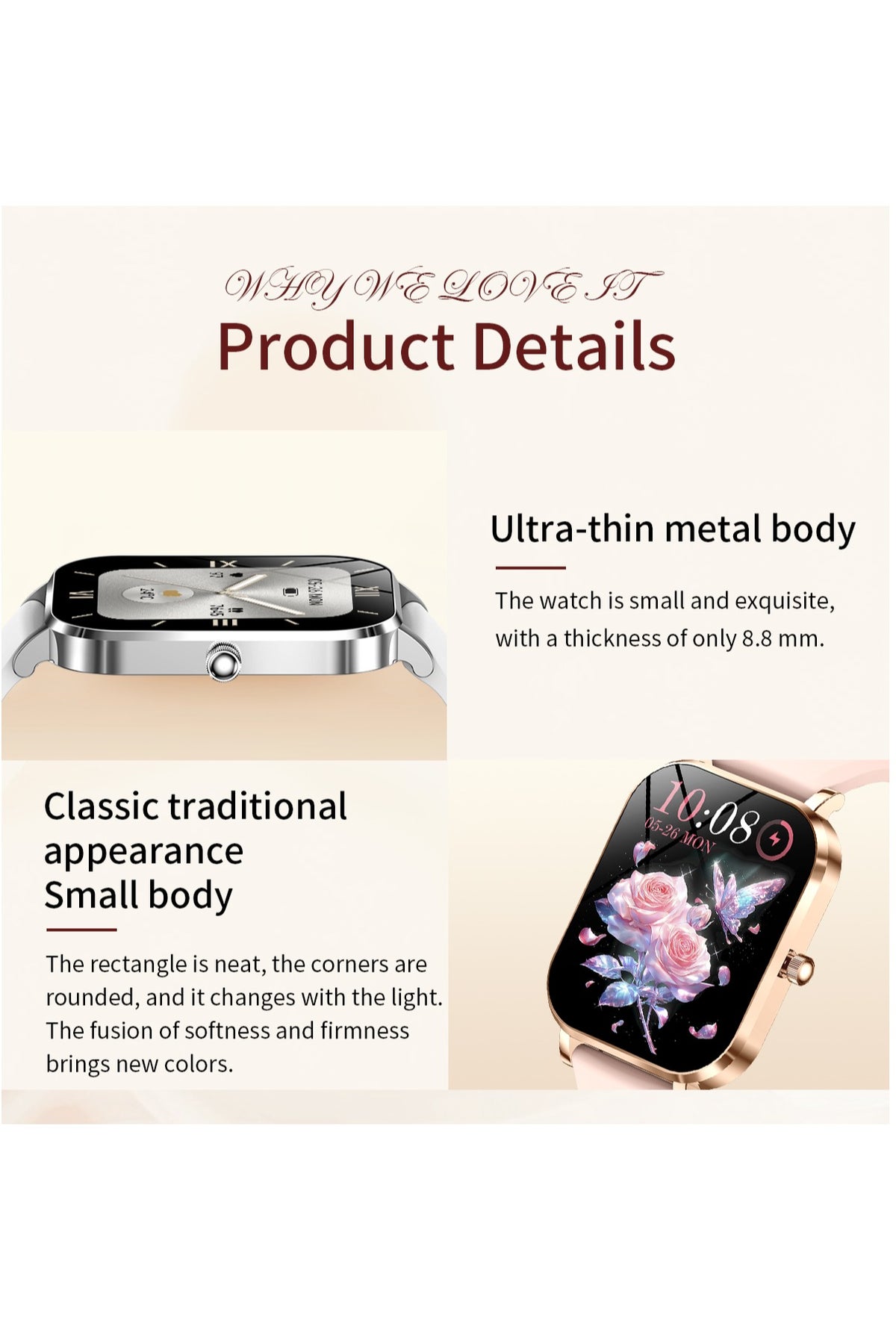 Rollstimi Mk90 Smart Watch - Pink