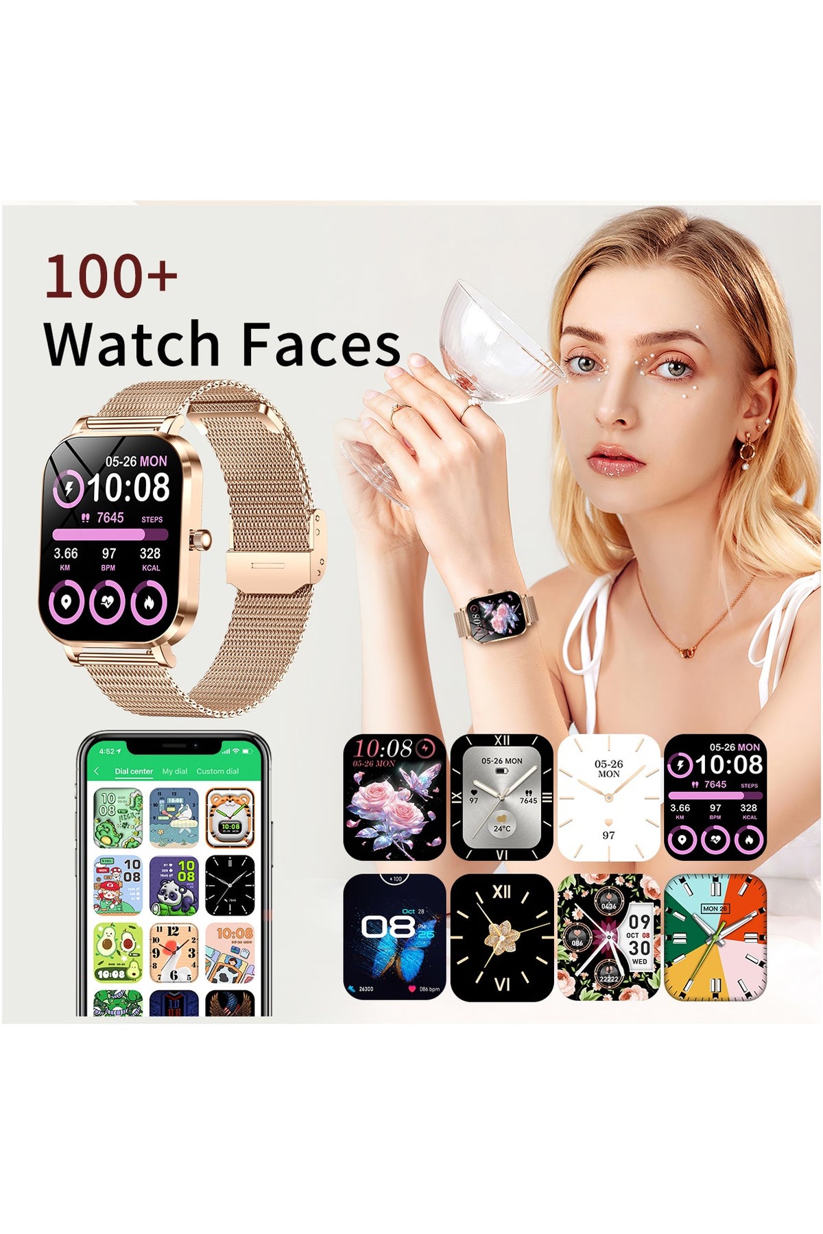 Rollstimi Mk90 Smart Watch - Pink