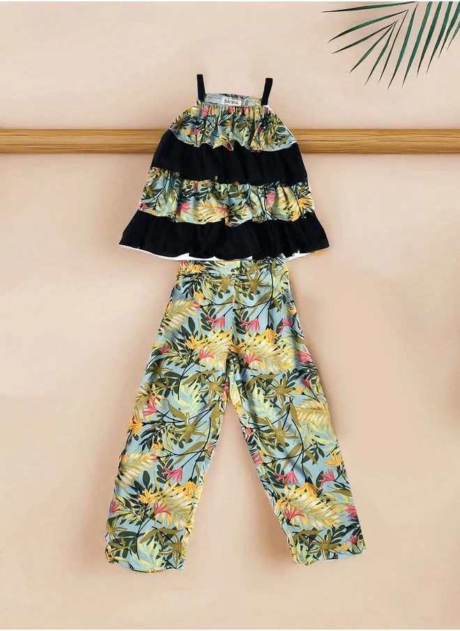بيلا مودا Bella Moda Printed Layered Strappy Top and Pants Set