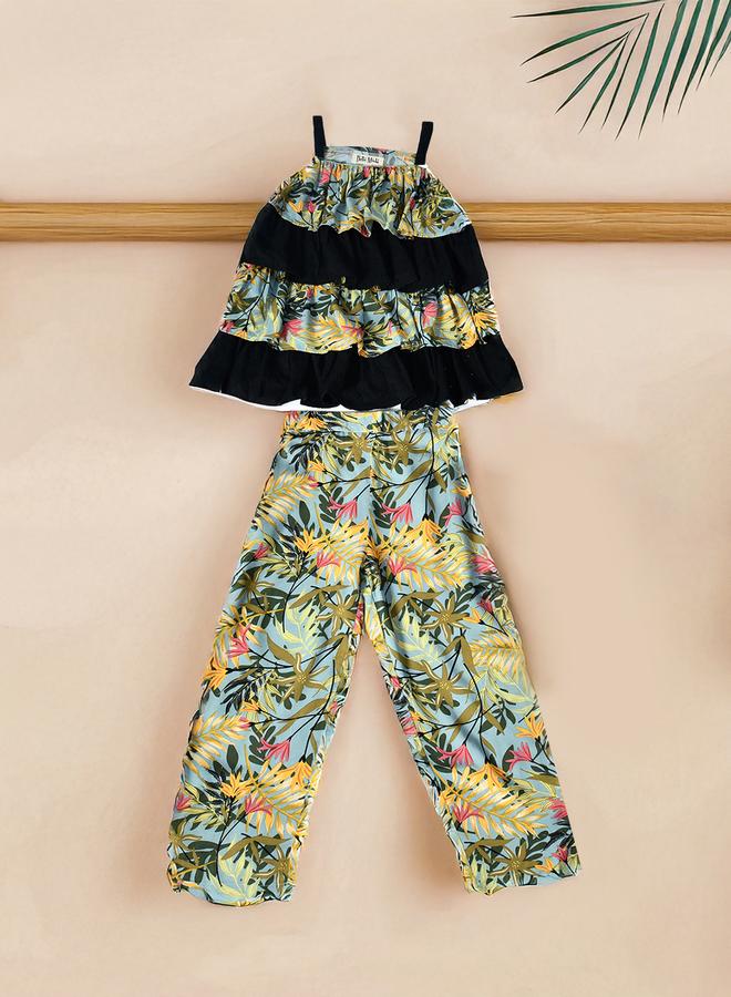 BELLA MODA Bella Moda Printed Layered Strappy Top and Pants Set  - Image 1