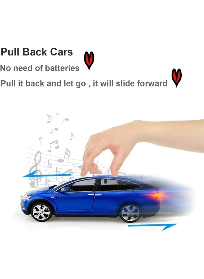 حديقة الألعاب محاكاة سيارة لعبة تيسلا موديل X المصبوبة بالصوت والضوء - لعبة واقعية قابلة للتجميع للأطفال - Image 5