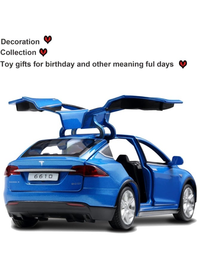 حديقة الألعاب محاكاة سيارة لعبة تيسلا موديل X المصبوبة بالصوت والضوء - لعبة واقعية قابلة للتجميع للأطفال - Image 4