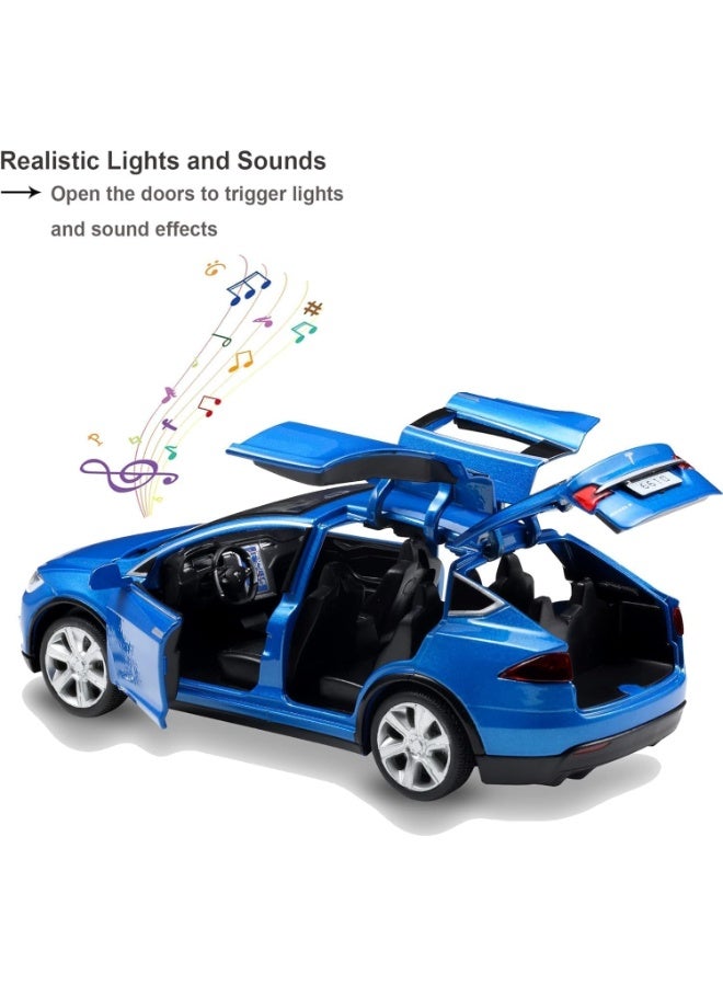 حديقة الألعاب محاكاة سيارة لعبة تيسلا موديل X المصبوبة بالصوت والضوء - لعبة واقعية قابلة للتجميع للأطفال - Image 2