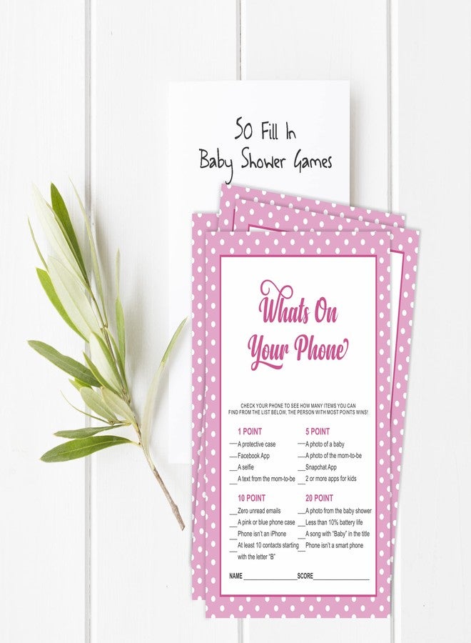 Inkdotpot Pack of 50, Girl Baby Shower Party Collection, What's On Your Phone Baby Shower Party Games, Activities, Decorations, Polka Dot & Bow Theme Party Supplies - Image 2
