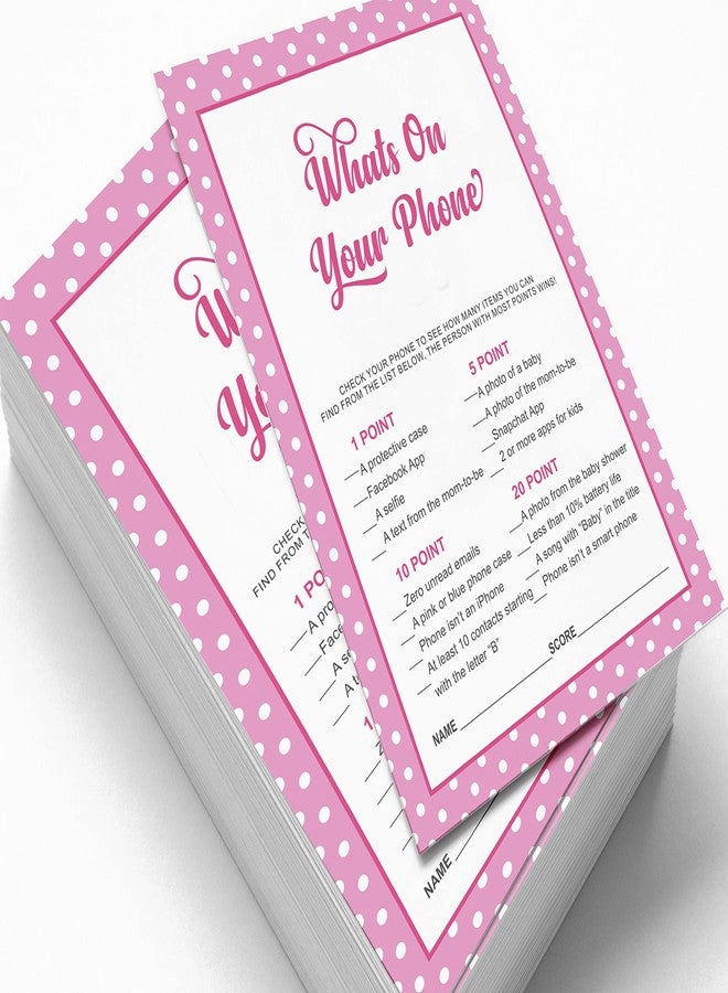 Inkdotpot Pack of 50, Girl Baby Shower Party Collection, What's On Your Phone Baby Shower Party Games, Activities, Decorations, Polka Dot & Bow Theme Party Supplies - Image 3
