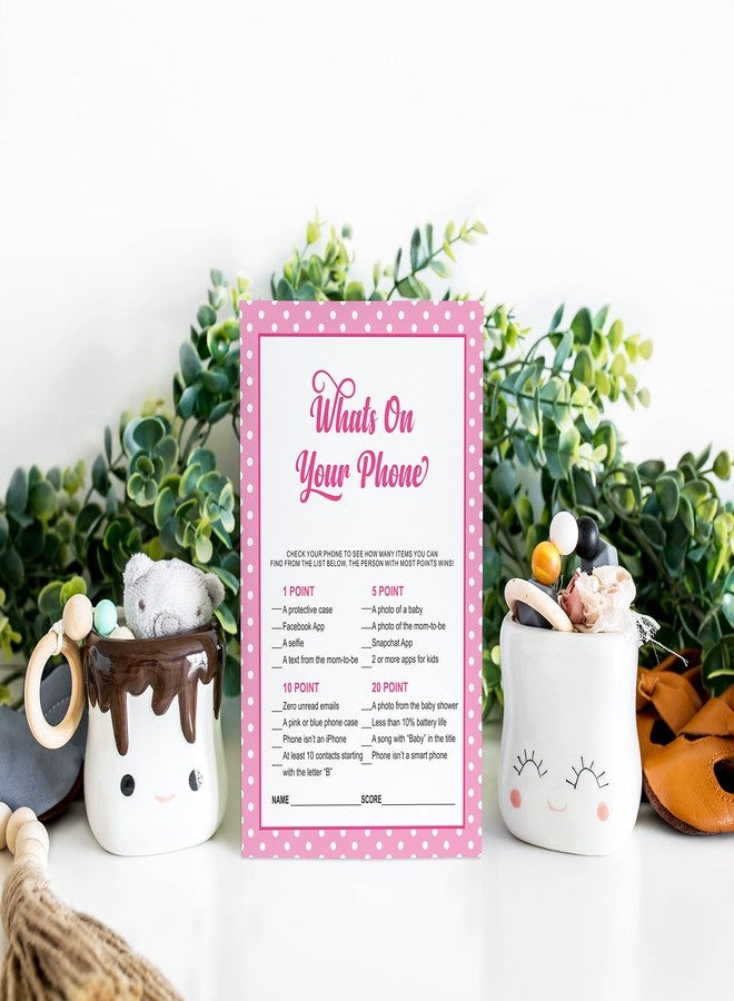 Inkdotpot Pack of 50, Girl Baby Shower Party Collection, What's On Your Phone Baby Shower Party Games, Activities, Decorations, Polka Dot & Bow Theme Party Supplies - Image 4