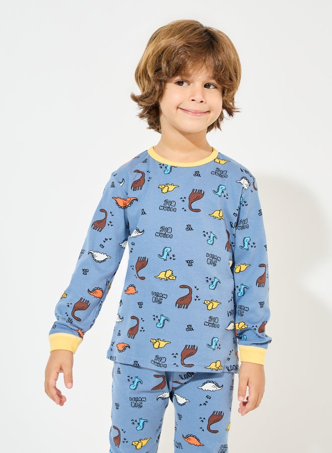 Styli Styli Dinosaur Printed Cotton T-Shirt and Pyjama Set - Image 2