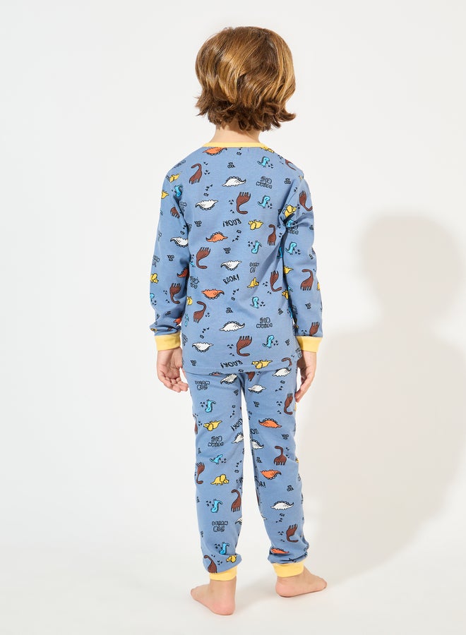 Styli Styli Dinosaur Printed Cotton T-Shirt and Pyjama Set - Image 4