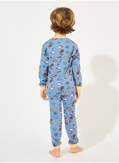 Styli Dinosaur Printed Cotton T-Shirt & Pyjama Set  - Image 4