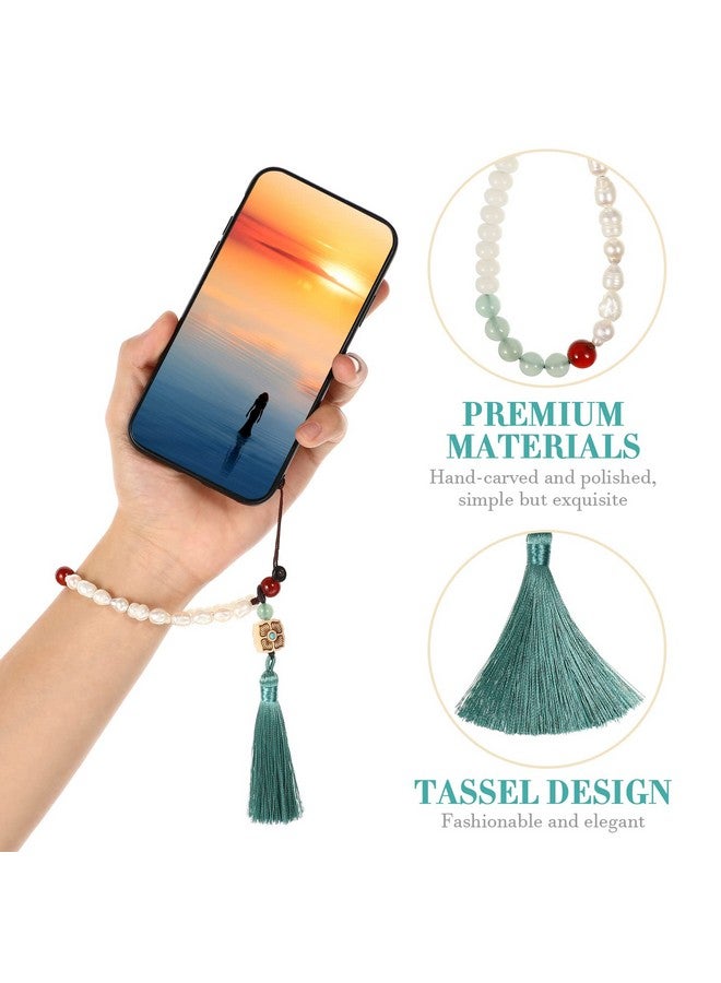 UKCOCO Cell Phone Lanyard Strap Chinese Style Tassel Pearl Beading Hand Wrist Strap Pendant Key Chain Keyring - Image 2