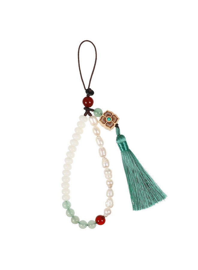UKCOCO Cell Phone Lanyard Strap Chinese Style Tassel Pearl Beading Hand Wrist Strap Pendant Key Chain Keyring - Image 1