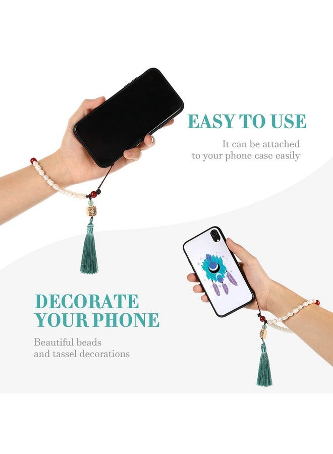 UKCOCO Cell Phone Lanyard Strap Chinese Style Tassel Pearl Beading Hand Wrist Strap Pendant Key Chain Keyring - Image 3
