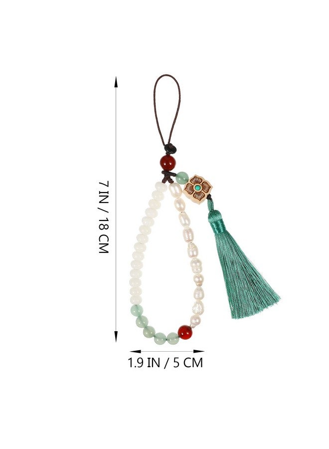 UKCOCO Cell Phone Lanyard Strap Chinese Style Tassel Pearl Beading Hand Wrist Strap Pendant Key Chain Keyring - Image 4