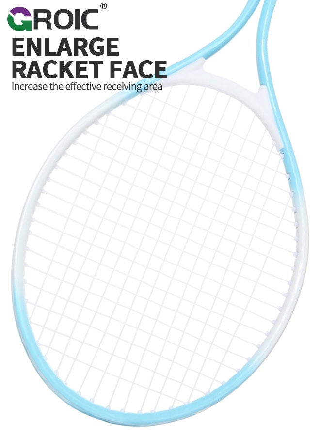 GROIC Kids Tennis Racket, 21-Inch Lightweight Racket in Sky Blue with White Grip, Solo Tennis Trainer with Ball and Mesh Carry Bag, Ideal for Kids Ages 6-12, Beginner-Friendly Tennis Kit, Tennis Trainer Set for Kids - Image 3