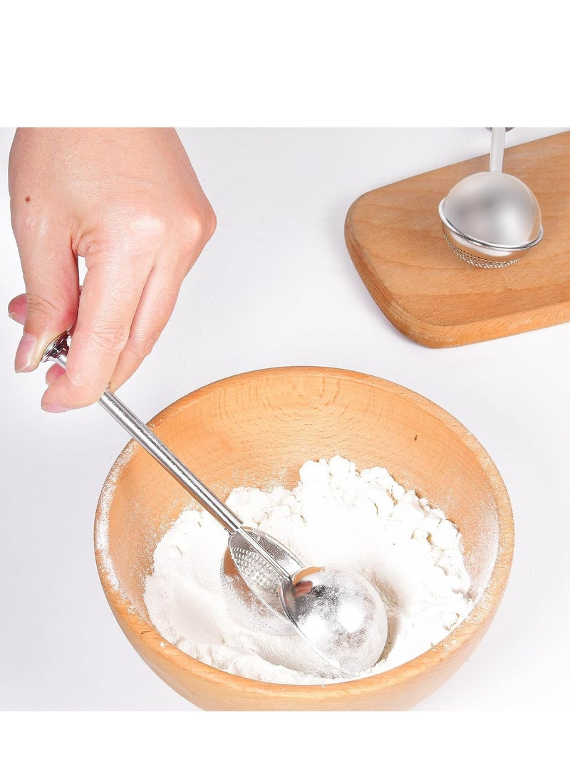 إسكدنيا مصفاة طحين من الفولاذ المقاوم للصدأ، مصفاة خبز بيد واحدة، مثالية لغربلة الكعك والتوابل بسرعة. - Image 2