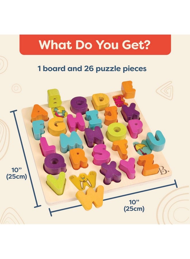 B. toys- Alpha B. Tical- Wooden Alphabet Puzzle - 26 Letter Pieces - Chunky Wooden Puzzle - Educational Toys for Toddlers, Kids - 18 Months + - Image 5