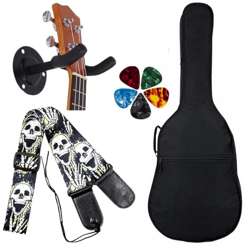 MOCKING BIRD Acoustic Guitar Bag Foam Padded Guitar Cover for 38, 39, 40, 41 inch with Adjustable Guitar Strap Wall Mount Hanger and Guitar Picks for Acoustic Electric Bass Guitar case (Skull Belt) - Image 1