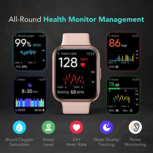 SKG Smart Watch for Men Women Android iPhone, with Alexa Built-in & Bluetooth Call(Answer/Make Call) 1.69" Fitness Tracker with IP68 Waterproof, 60+ Sports, Heart Rate SpO2 Monitor, V7 Pro - Image 4