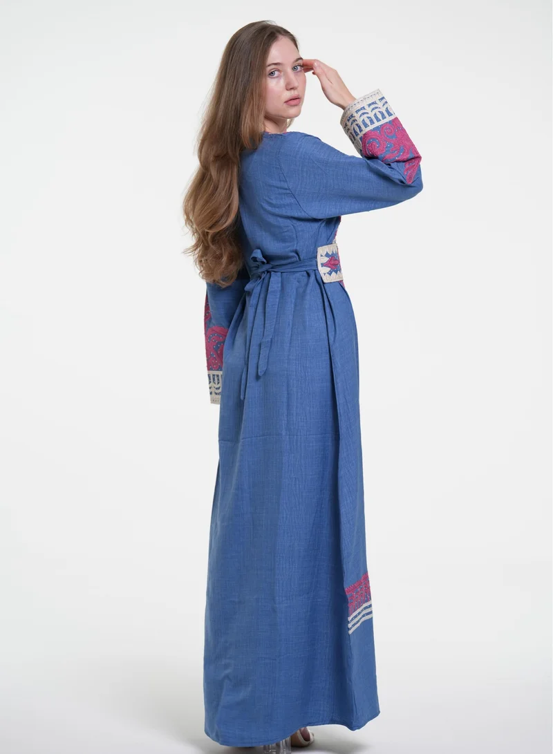 AL BENT AL SHARQIEH blue embroidered jalabiya dress  | Best Price UAE