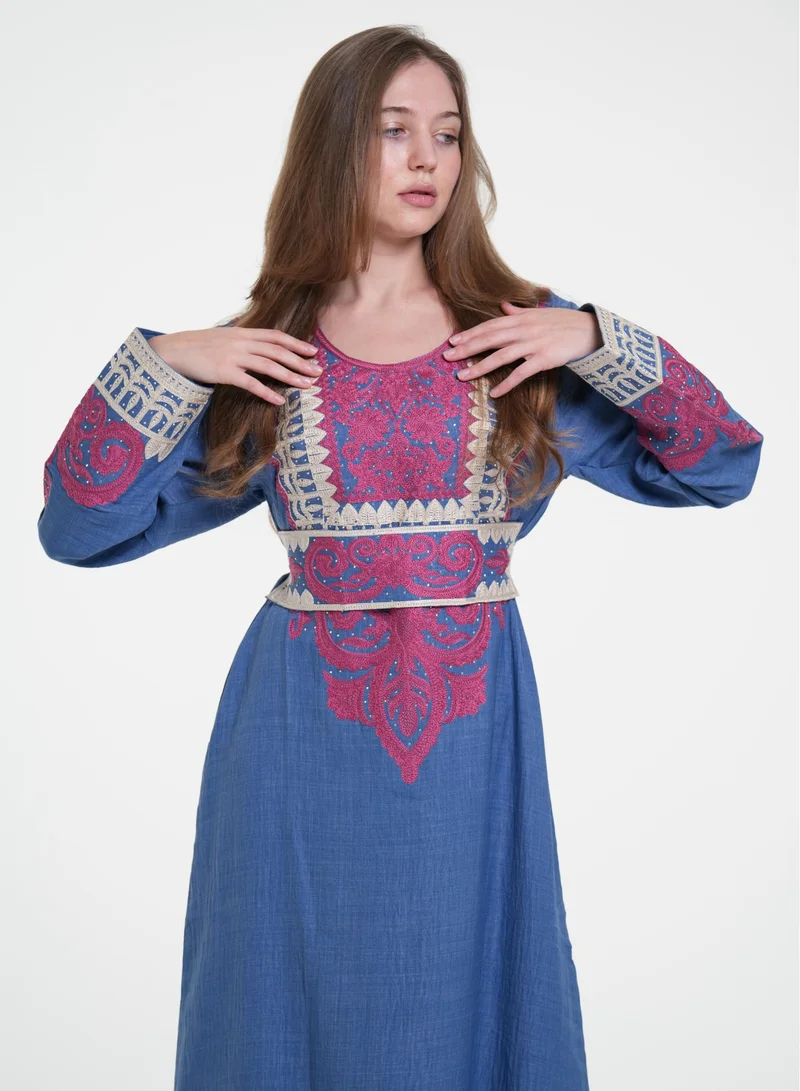 AL BENT AL SHARQIEH blue embroidered jalabiya dress  | Best Price UAE
