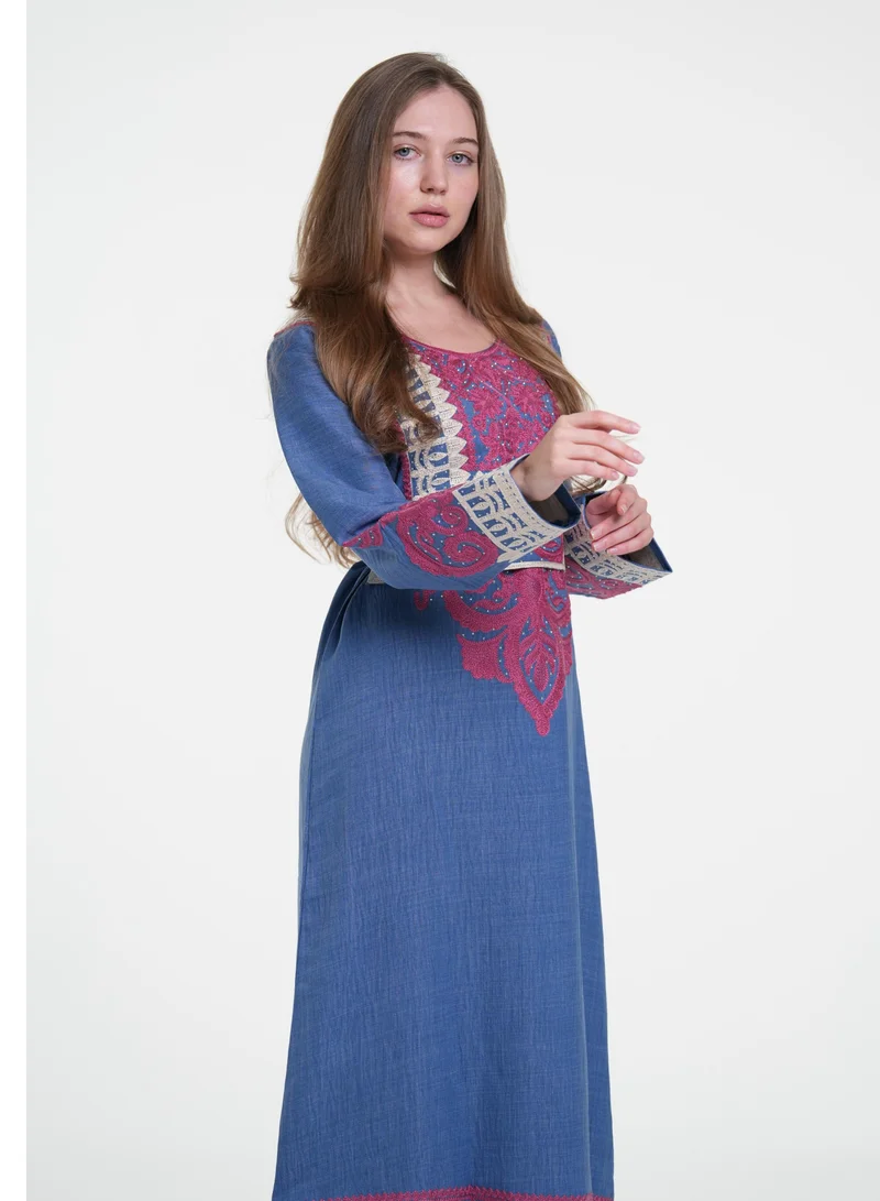 AL BENT AL SHARQIEH blue embroidered jalabiya dress  | Best Price UAE