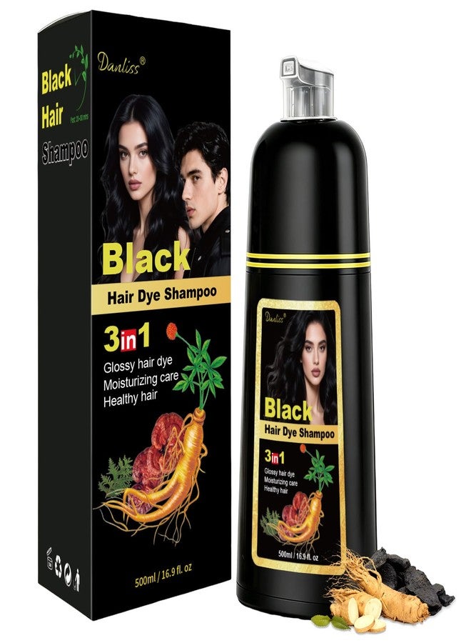 Danliss Hair Dye Shampoo 3in1, 16.9 oz Sulfate-Free Natural Black for Gray Hair, Semi-Permanent Hair Color Shampoo with Herbal Ingredients for Women and Men - Image 1