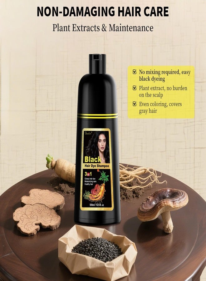 Danliss Hair Dye Shampoo 3in1, 16.9 oz Sulfate-Free Natural Black for Gray Hair, Semi-Permanent Hair Color Shampoo with Herbal Ingredients for Women and Men - Image 2