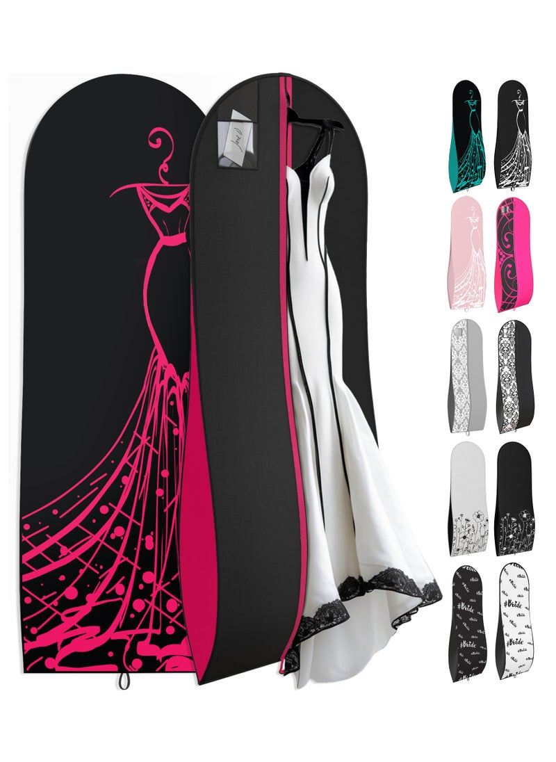 Your Bags Your Bags Womens Dress and Gown Garment Bag 72x24 and 10 Tapered Gusset Prom Bags Pink  Black Dress Print 