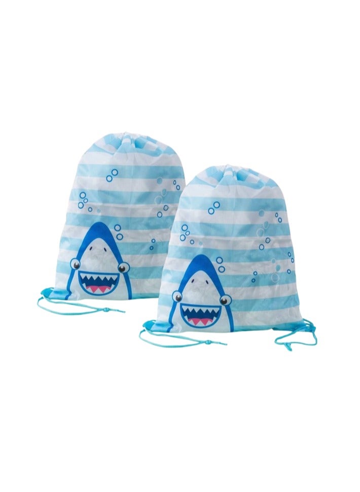 2PCS Blue Waterproof Drawstring Gym Bags – PE String Bags for Kids, Boys & Girls | Swim, Sports, Travel, Beach, School & Toiletry Organizer and Partys activity  - Image 2