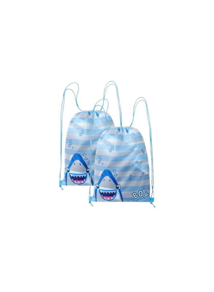 2PCS Blue Waterproof Drawstring Gym Bags – PE String Bags for Kids, Boys & Girls | Swim, Sports, Travel, Beach, School & Toiletry Organizer and Partys activity  - Image 3