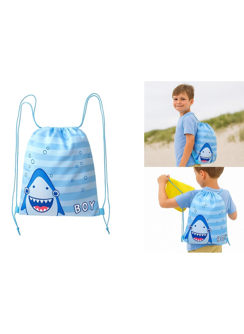 2PCS Kids Drawstring Backpack â€“ Waterproof Swim Bag 42Ã—33cm Lightweight Polyethylene Sports Bag for Boys Girls, Beach, Pool, Travel, Toiletries, School, Parties blue - Image 3