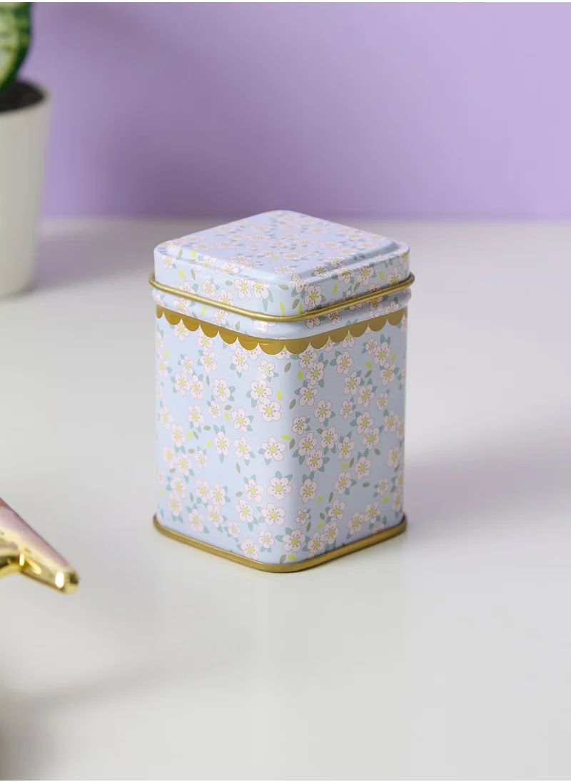 رايس Tin Spice Jar With Dusty Mint Small Flower Print